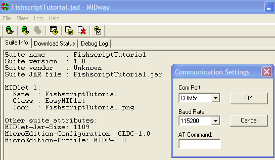 Midway setting serial port