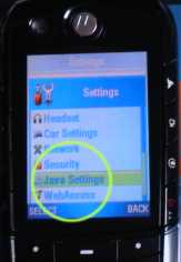 Mobile java settings